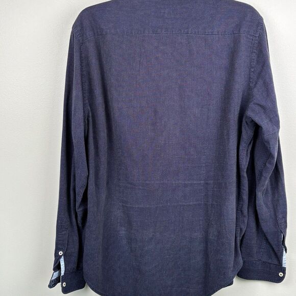 Zara man long sleeve men’s large button up shirt, slim fit blue pattern detailed - Picture 6 of 7
